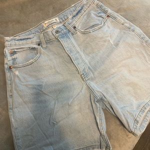 light blue denim shorts